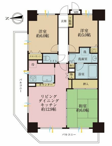 キャッスルマンション亀戸立花弐番館(3LDK) 2階の間取り図