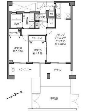 ファミールグラン四谷(2LDK) 1階の間取り図