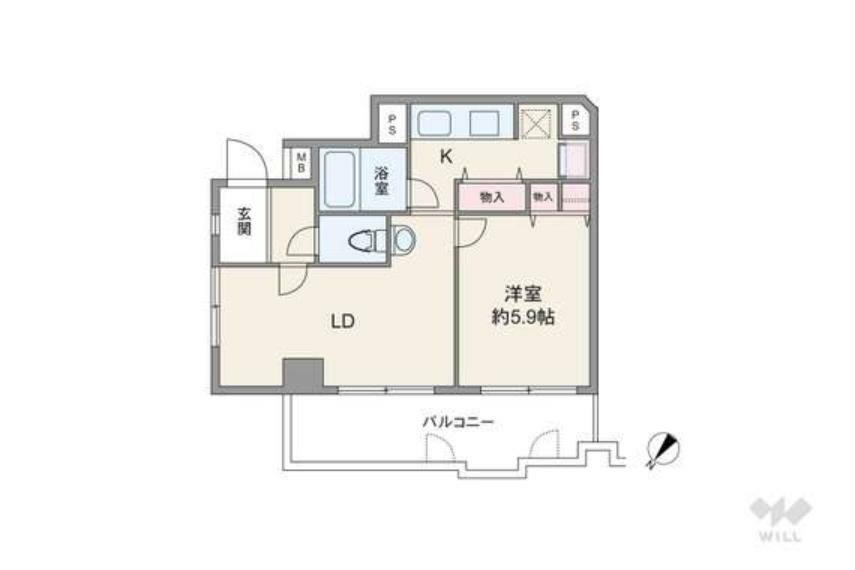 荘苑八事ビラージュ一番館(1LDK) 2階の間取り図