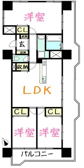 中部マンション(3LDK) 4階の内観