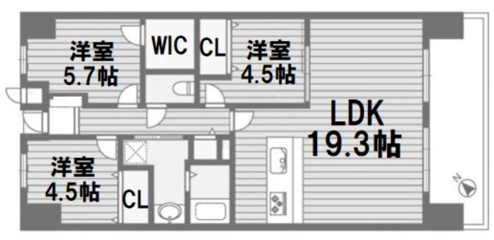 ファミール北大阪リバーサイド(3LDK) 6階の間取り図