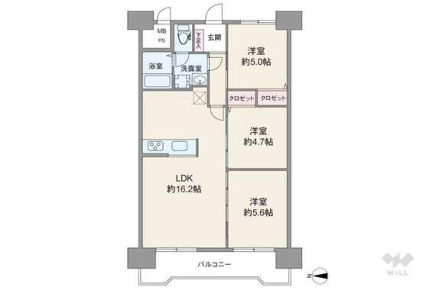 プライムハイツ新大阪(3LDK) 5階の間取り図