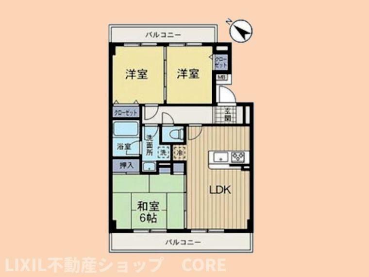 ロイヤルコート南林間(3LDK) 3階の間取り図