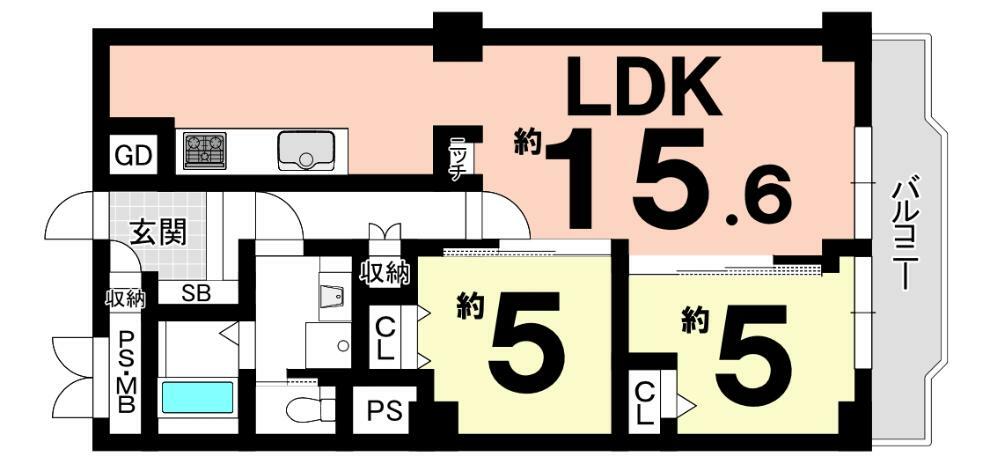 日商岩井朱雀マンション(2LDK) 9階の内観