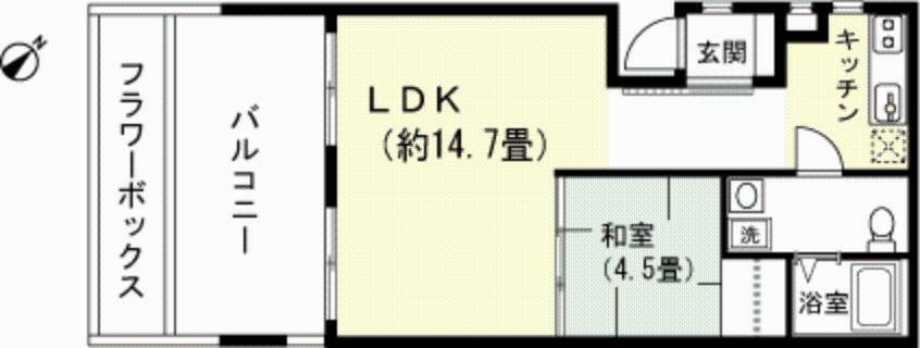 山中湖レイクサイドB棟(2DK) 3階の間取り図
