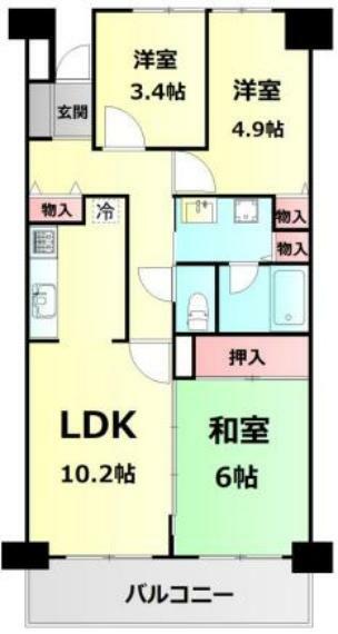 グリーンコーポジェームス山壱番館(3LDK) 4階の内観