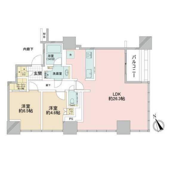 ローレルタワールネ浜松町(2LDK) 14階の間取り図