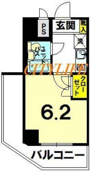デトム・ワン西陣(1K) 8階の間取り図