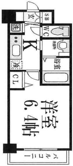 プレサンス心斎橋ブライト(1K) 2階の間取り図