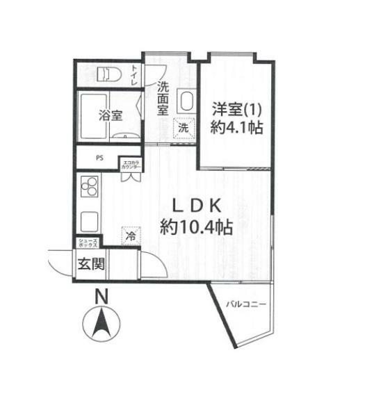 メトロ新高円寺(1LDK) 4階の間取り図