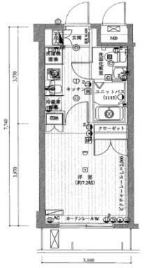 ヴェルステージ武蔵小杉(1K) 6階の間取り図