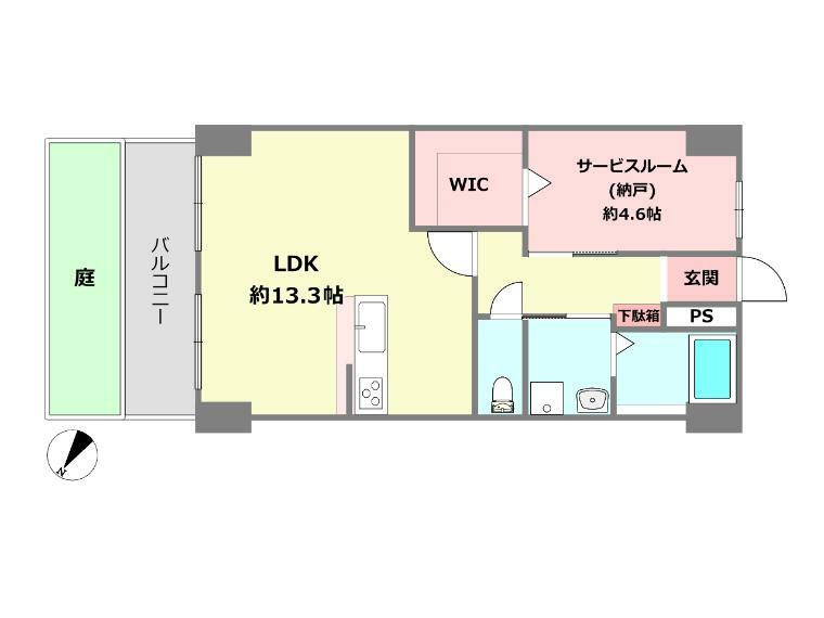 グレイスハイツ本山南町(1LDK) 1階の間取り図