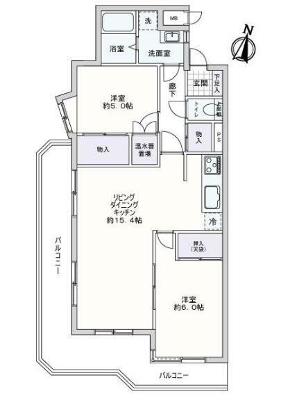 レスポワール上福岡(2LDK) 5階の間取り図