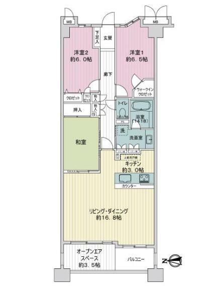 レイディアント横濱ユーロヒルズ(3LDK) 11階の間取り図