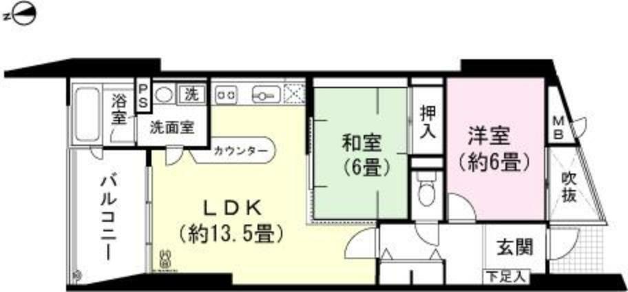 フジタ第3宇佐美マンション(2LDK) 3階の間取り図