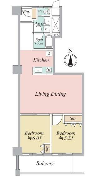 宮園キャピタルマンション(2LDK) 5階の間取り図
