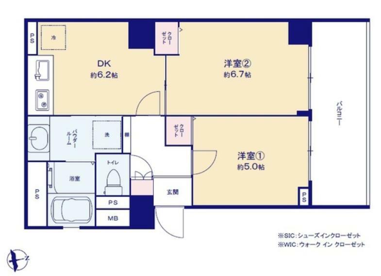 東海経堂マンション(2DK) 1階の間取り図