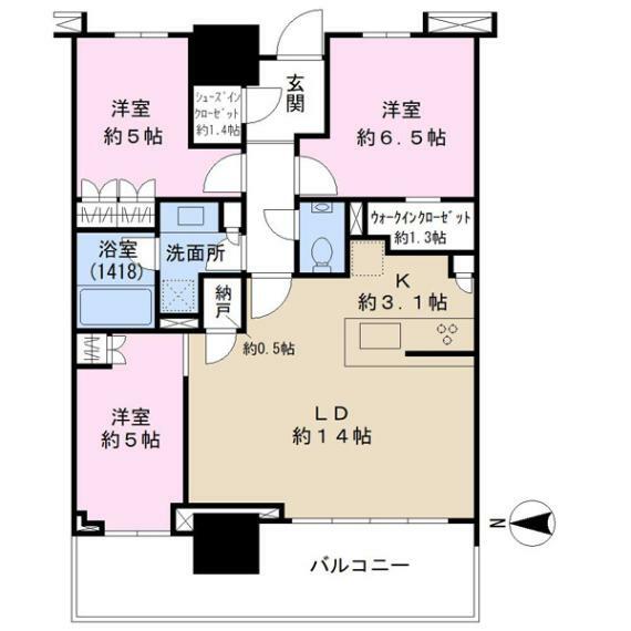 幕張ベイパーク　スカイグランドタワー(3LDK) 29階の間取り図