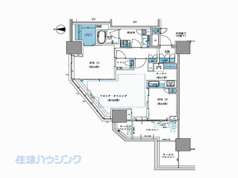 ブリリアタワー池袋WEST(2LDK) 16階の間取り図