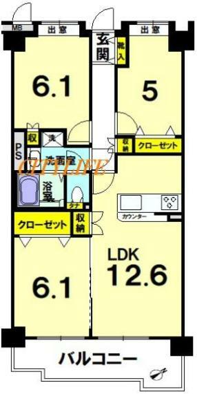 フォルム松ヶ崎(3LDK) 5階の間取り図