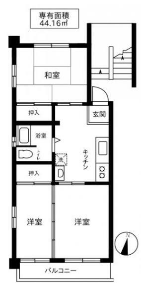 北松戸ローヤルコーポ(3DK) 2階の内観