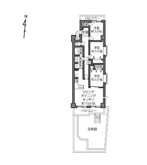 ライオンズマンション宮前平第7(3LDK) 1階の間取り図