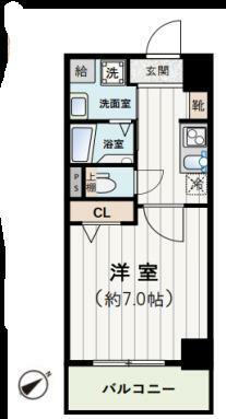 ロイスグラン神戸下沢通(1K) 2階の間取り図