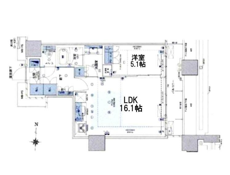 グランドミッドタワーズ大宮スカイタワー　(1LDK) 21階の間取り図