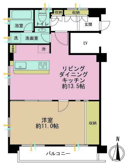 東中野コーポ(1LDK) 7階の間取り図