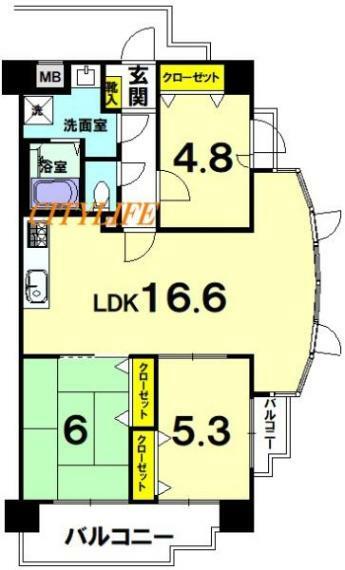 ワイズ桃山御陵(3LDK) 5階の内観