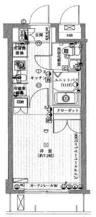 ヴェルステージ武蔵小杉(1K) 6階の間取り図