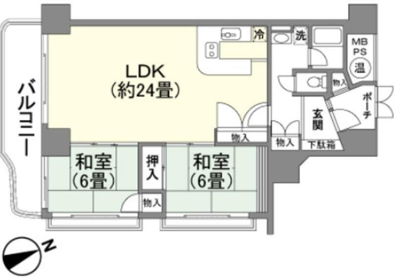 クアライフ御宿(2LDK) 11階の間取り図