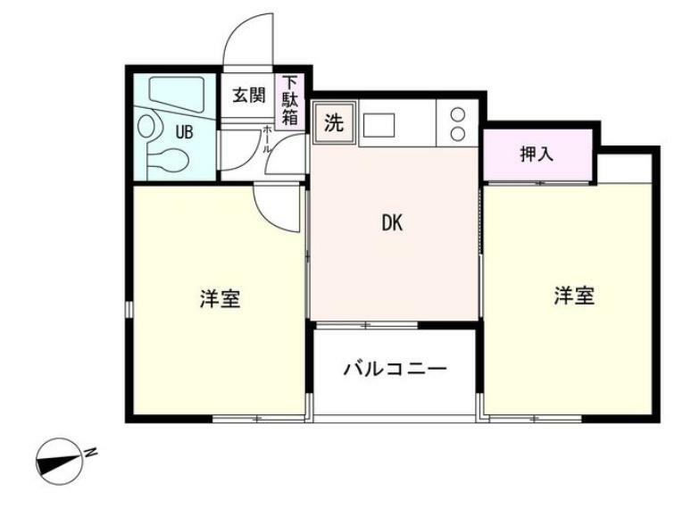城和クリスタル赤塚(2DK) 3階の間取り図