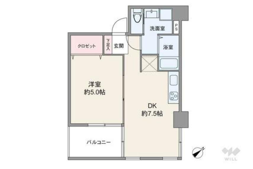 世田谷代田サンライズマンション(1DK) 1階の間取り図