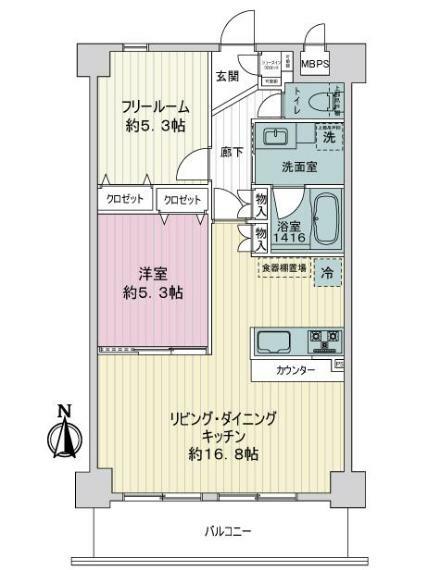 ライオンズマンション祇園(1LDK) 7階の間取り図