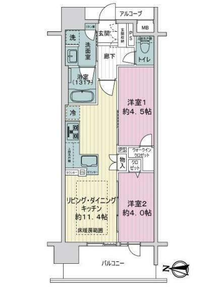 プレサンスロジェ岐阜ザ・レジデンス(2LDK) 8階の間取り図