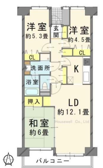 春日部ファミールハイツ(3LDK) 6階の間取り図