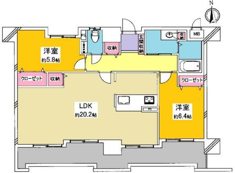 エクシオール豊田(2LDK) 3階の間取り図