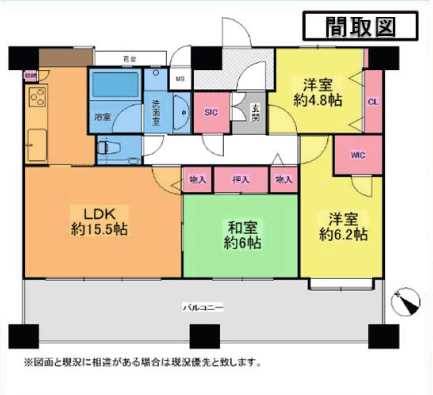 グランシャトレ坂戸サンシェール(3LDK) 8階の間取り図