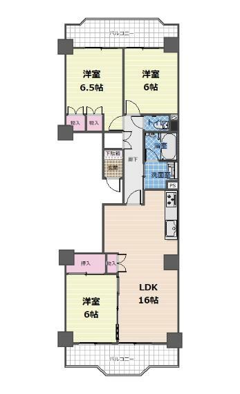シーアイマンション第2本郷(3LDK) 6階の間取り図