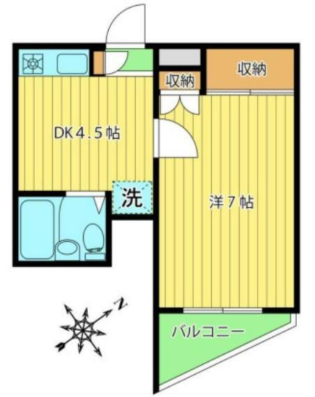 山興弥生町マンション(1DK) 1階の間取り図