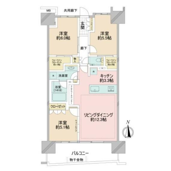 ガーデンクロス東京王子(3LDK) 3階の内観