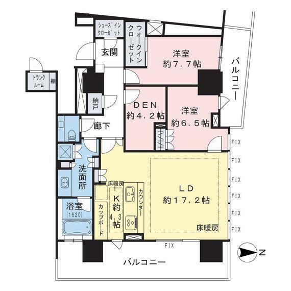 プレミアムフロアの北東角住戸