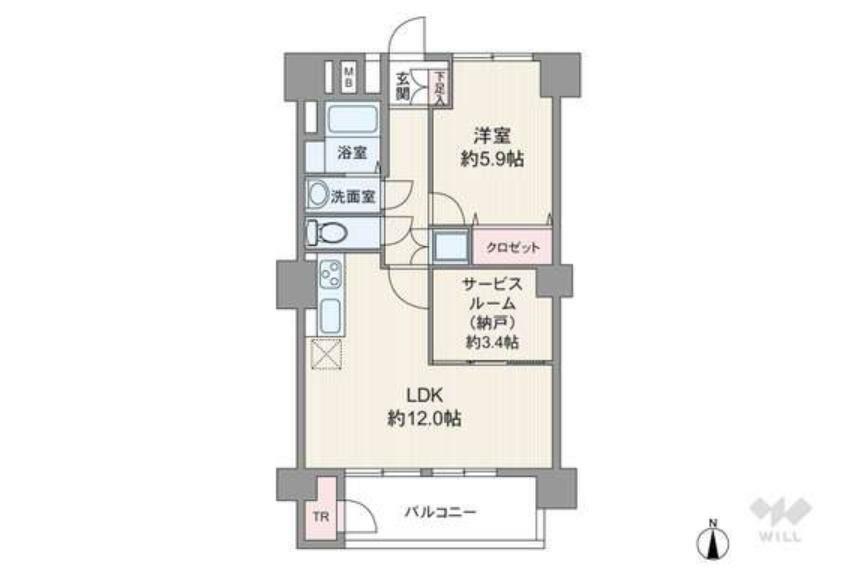 梅田マンション(1LDK) 7階の間取り図