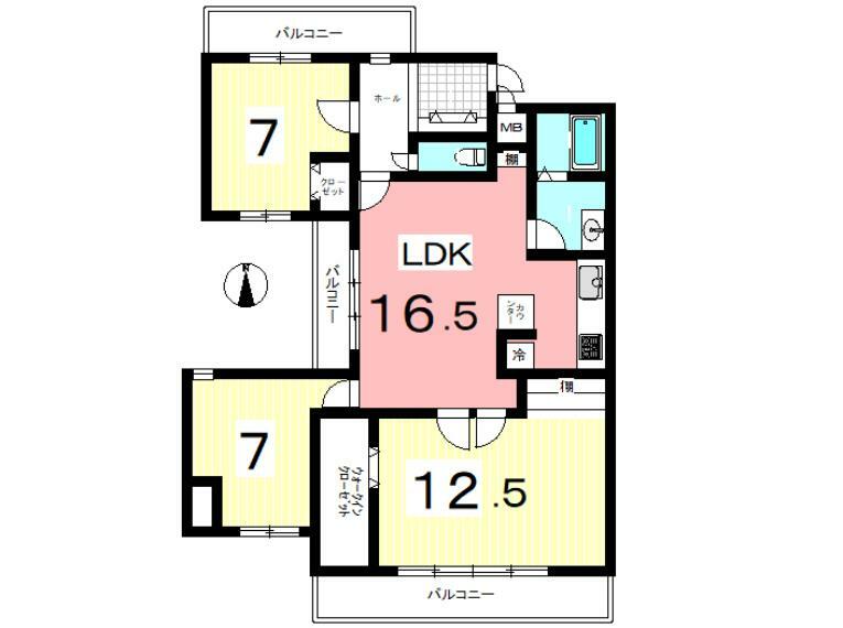 専有面積は約93平米の広々3LDK  12.5帖の洋室は3LDK→4LDKにも変更可能です。