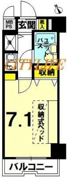 ライオンズマンション京都河原町(1K) 2階の間取り図