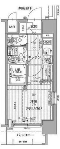 エスリード中之島ザ・コア(1K) 4階の間取り図