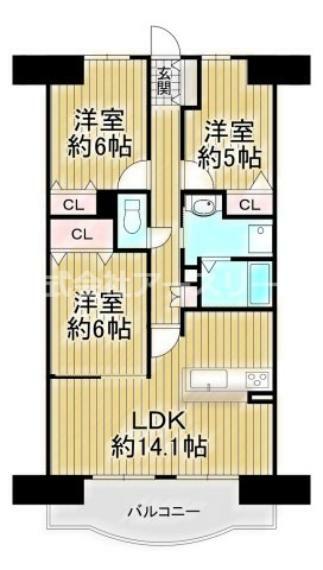 ロイヤルコート豊中参番館(3LDK) 11階の間取り図