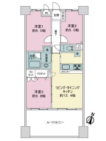 グランイーグルwing川崎(3LDK) 2階の間取り図