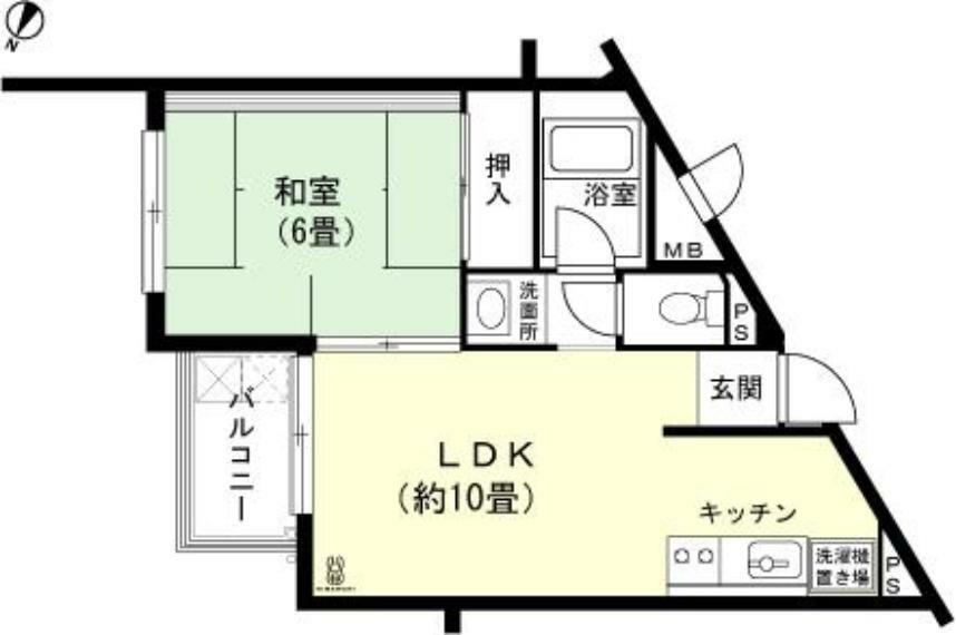 フジタ宇佐美マンションA棟(1LDK) 3階の間取り図